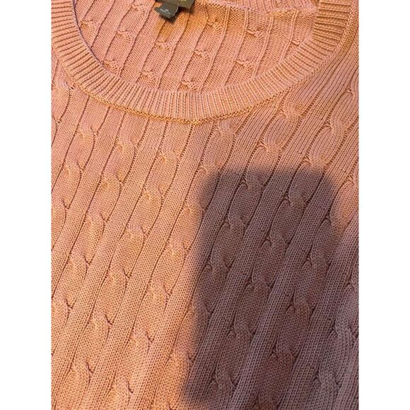 Ann Taylor Women’s Sweater XL Pink Silk Cotton Cable Knit Lightweight Top - Picture 8 of 11